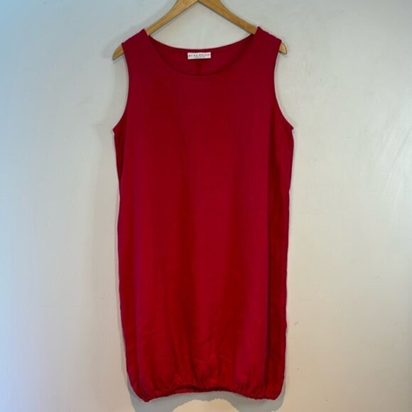 Bryn Walker 100% linen oversized sleeveless dress elasticized hem hot pink XS - Picture 1 of 11